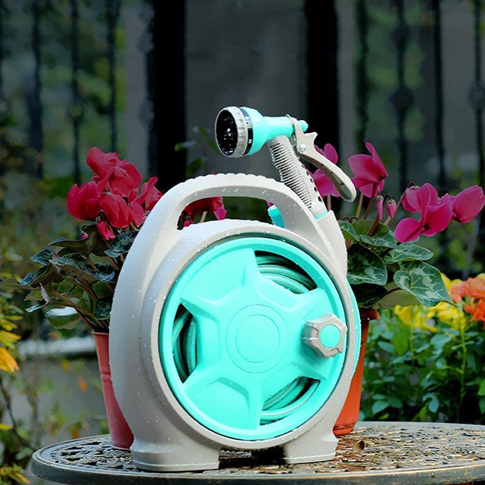 Zevolim| Practical hose reel with spray nozzle – Compact garden hose cart for easy watering
