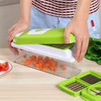 12-in-1 Multifunctional Vegetable Slicer with Interchangeable Blades and Catching Container