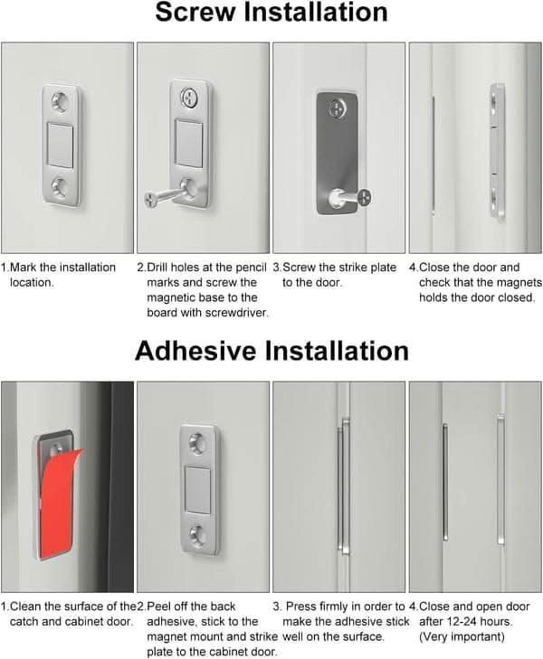 Magnetic door catcher for quiet closing without drilling