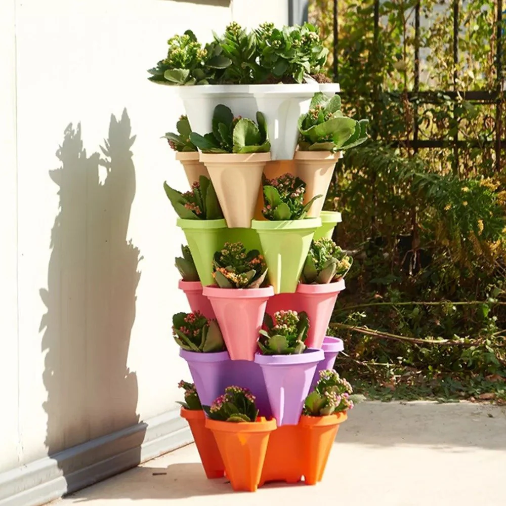 Zevolim| Stackable Plants Pot - 6 Trays+ Wheel Tray