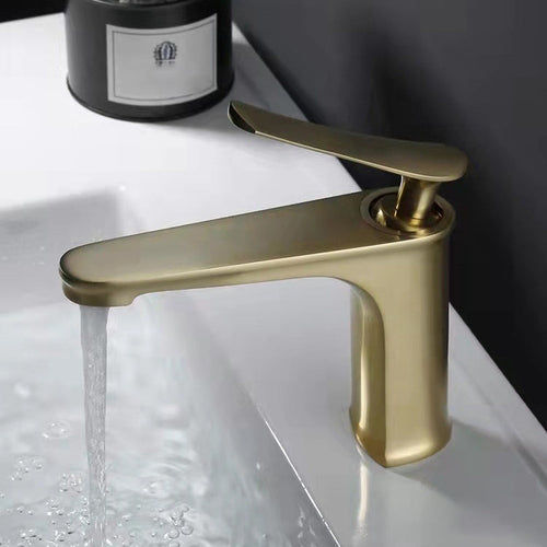 1 Handle Solid Copper Bathroom Sink Faucet Nordic Modern Vanity Faucet with Drain
