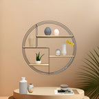 Round Wall Shelf with 4 Levels – Retro Design made of Wood & Metal | Decorative Hanging Shelf for Living Room, Bathroom & Bedroom | Bowlift