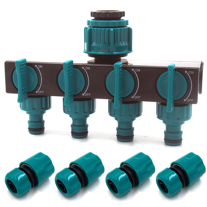 Zevolim| Universal 4-way garden hose splitter – Adjustable faucet splitter
