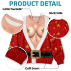 Hilarious Couple Santa Suit Optical Illusion Christmas Ugly Sweater To Steal The Spotlight At Holiday Parties.