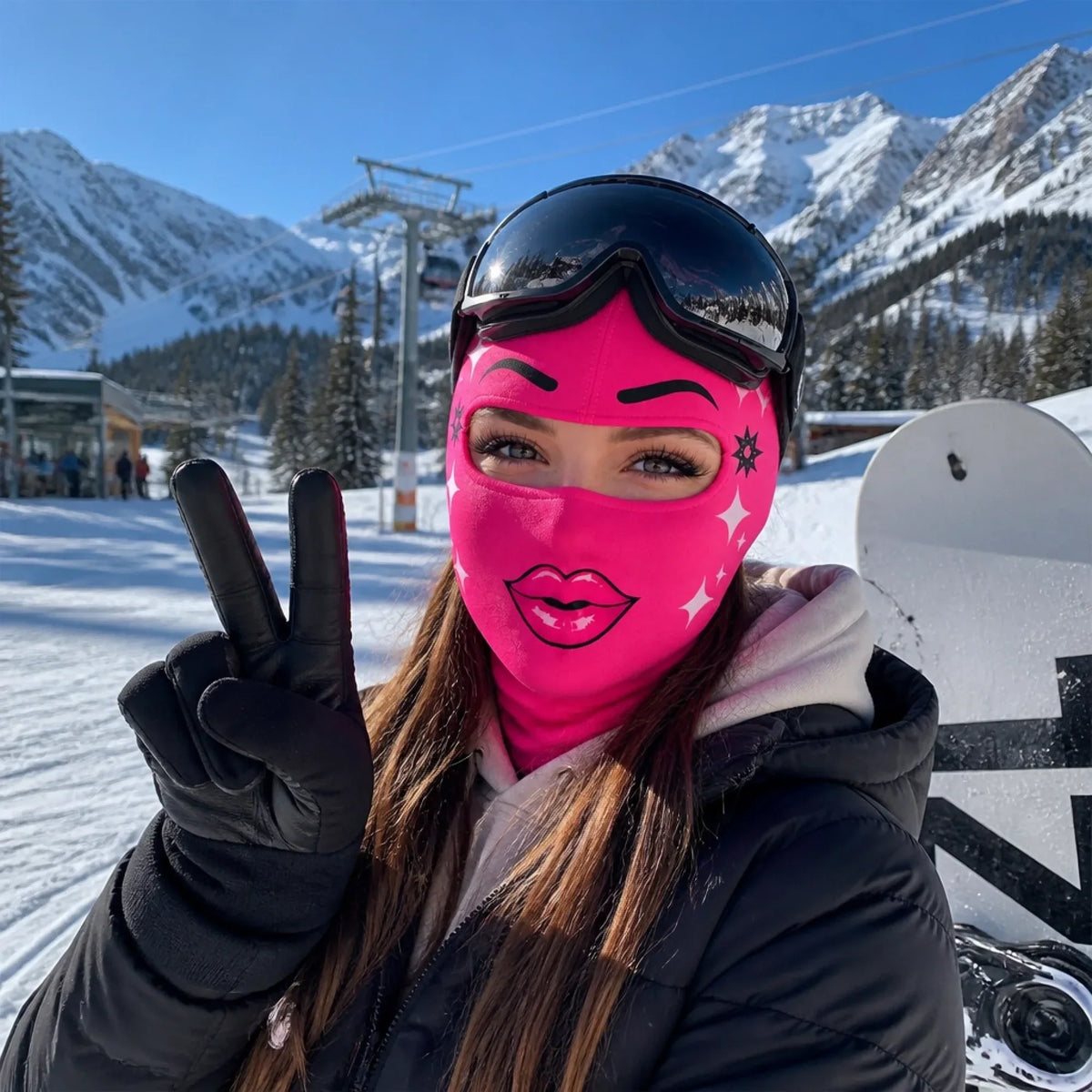 Custom Novelty Pink Bow Ski Mask, Funny Cute Ski Gift for Women Girls & Ski Lovers