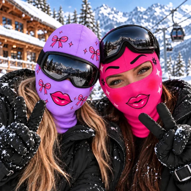 Custom Novelty Pink Bow Ski Mask, Funny Cute Ski Gift for Women Girls & Ski Lovers