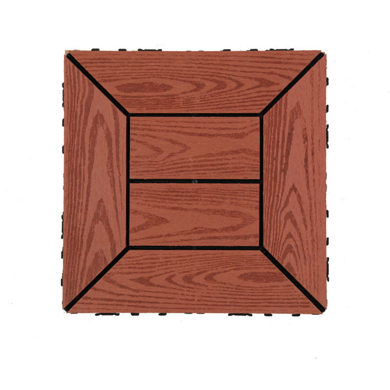 12" X 12" PVC 6-Slat Square Patio Tiles Snap Fit Installation Outdoor Floor Tiles