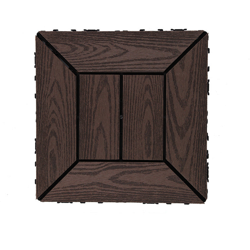 12" X 12" PVC 6-Slat Square Patio Tiles Snap Fit Installation Outdoor Floor Tiles
