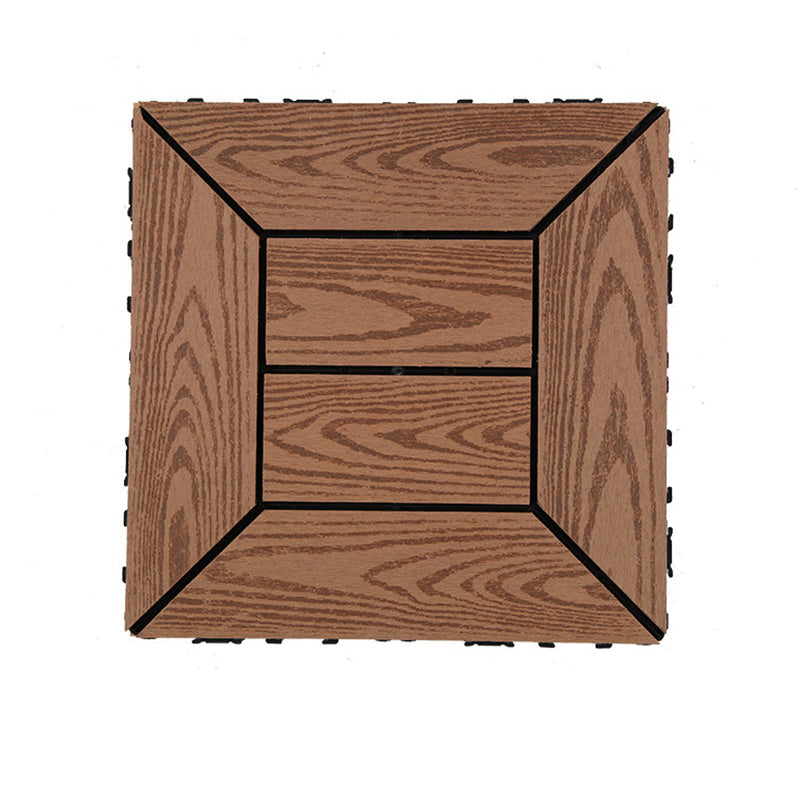 12" X 12" PVC 6-Slat Square Patio Tiles Snap Fit Installation Outdoor Floor Tiles