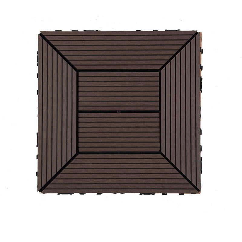 12" X 12" PVC 6-Slat Square Patio Tiles Snap Fit Installation Outdoor Floor Tiles
