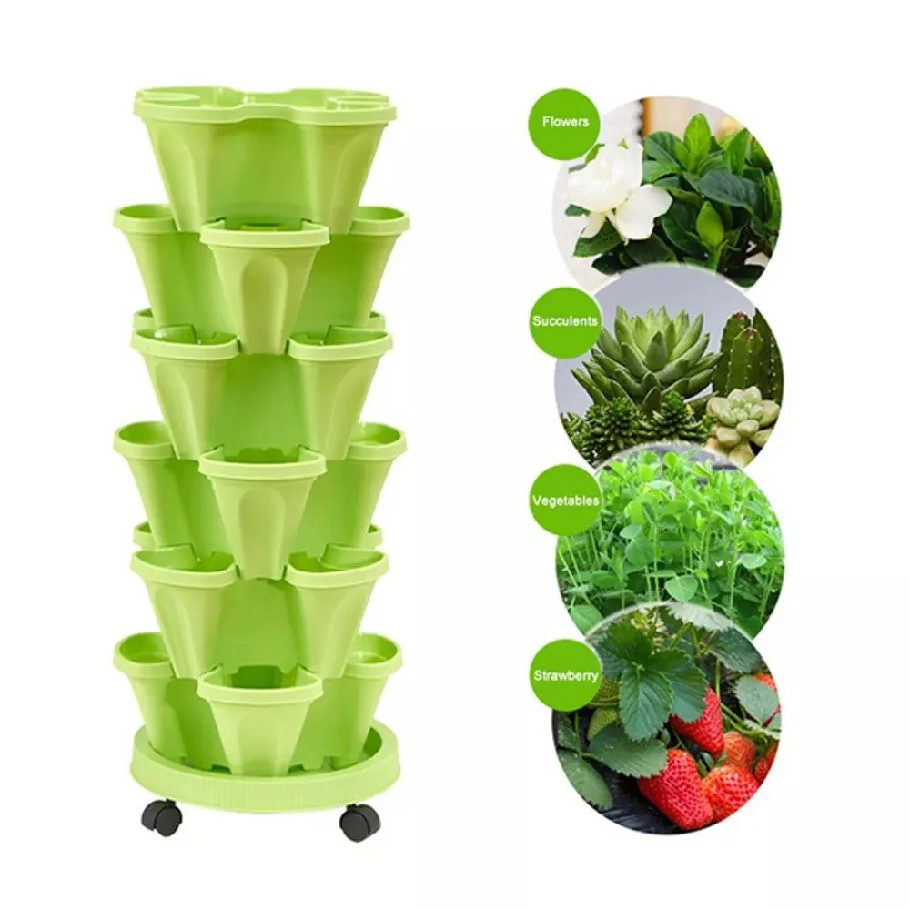 Zevolim| Stackable Plants Pot - 6 Trays+ Wheel Tray