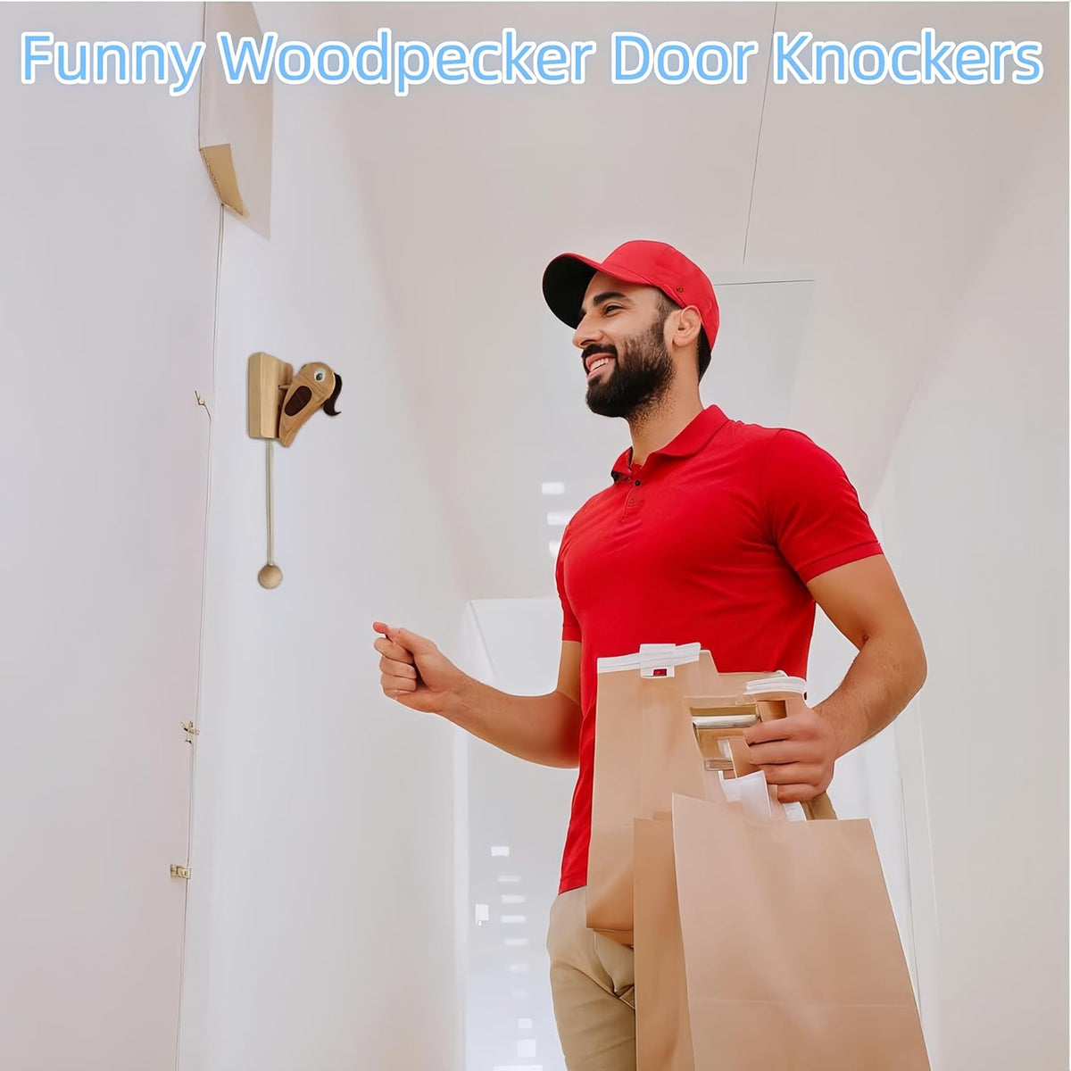 Handcrafted Wooden Woodpecker Door Knocker