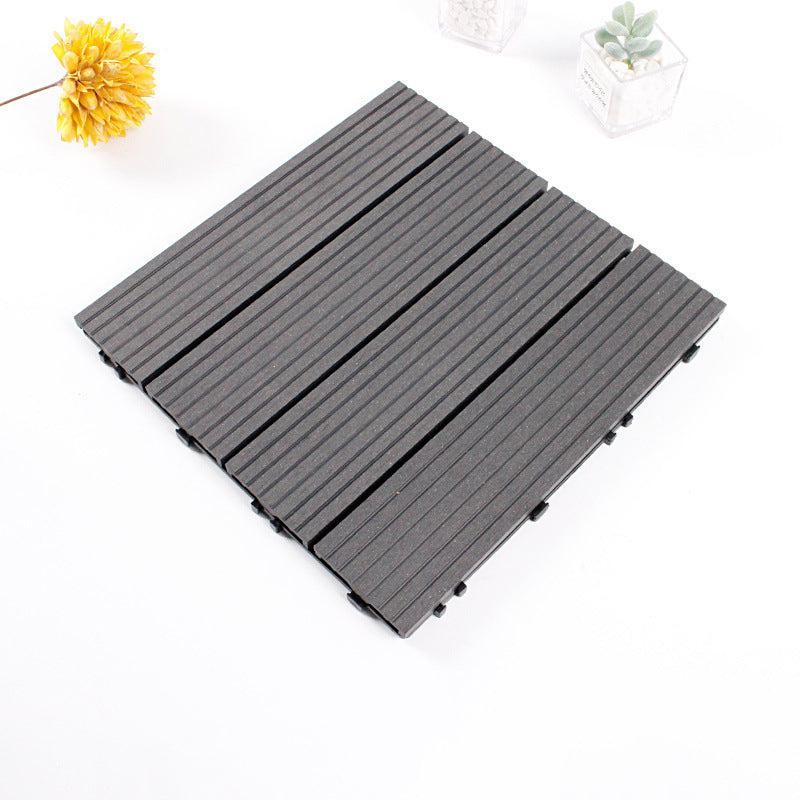 12" X 12" 4-Slat Square Deck/Patio Floor Tiles Snap Installation Floor Plank Tiles