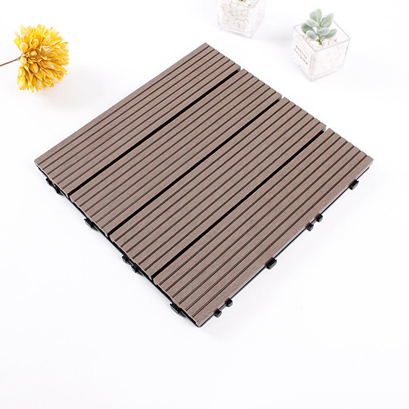 12" X 12" 4-Slat Square Deck/Patio Floor Tiles Snap Installation Floor Plank Tiles