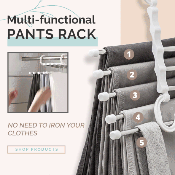FlexRack Trouser Shelf – Space-Saving, Adjustable Closet Organizer for Pants, Skirts, and Scarves – Stainless Steel – Non-Slip – Foldable Design