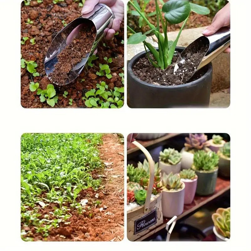 Zevolim| Stainless Steel Scoop for Potting Soil – Robust Planting Scoop for Garden and Balcony