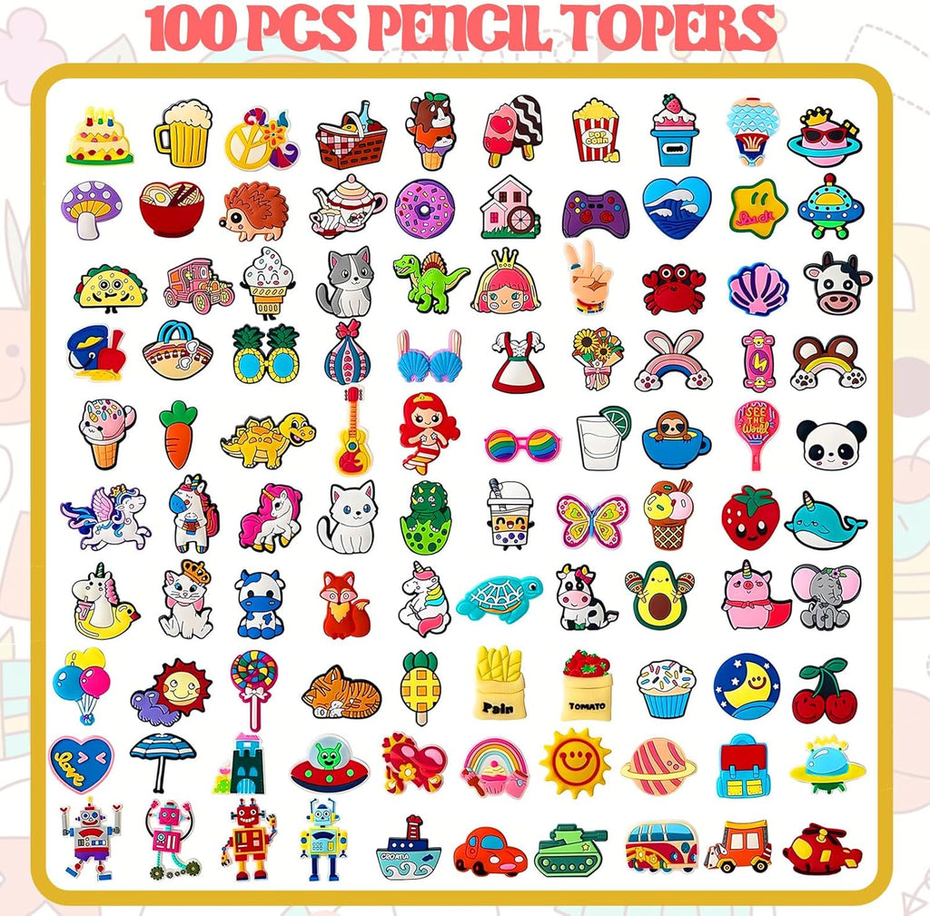 100 Pcs Cute Pencil Topper Decoation