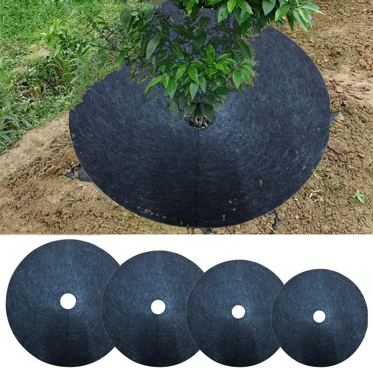 Zevolim| Weed fleece tree disk – Breathable root protection mat for garden and plants