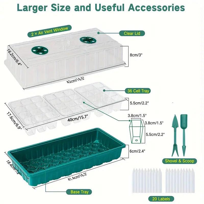Zevolim| Indoor Seed Starter Kit with LED Grow Light & Adjustable Humidity Dome – 36-Cell Tray for Home Gardening