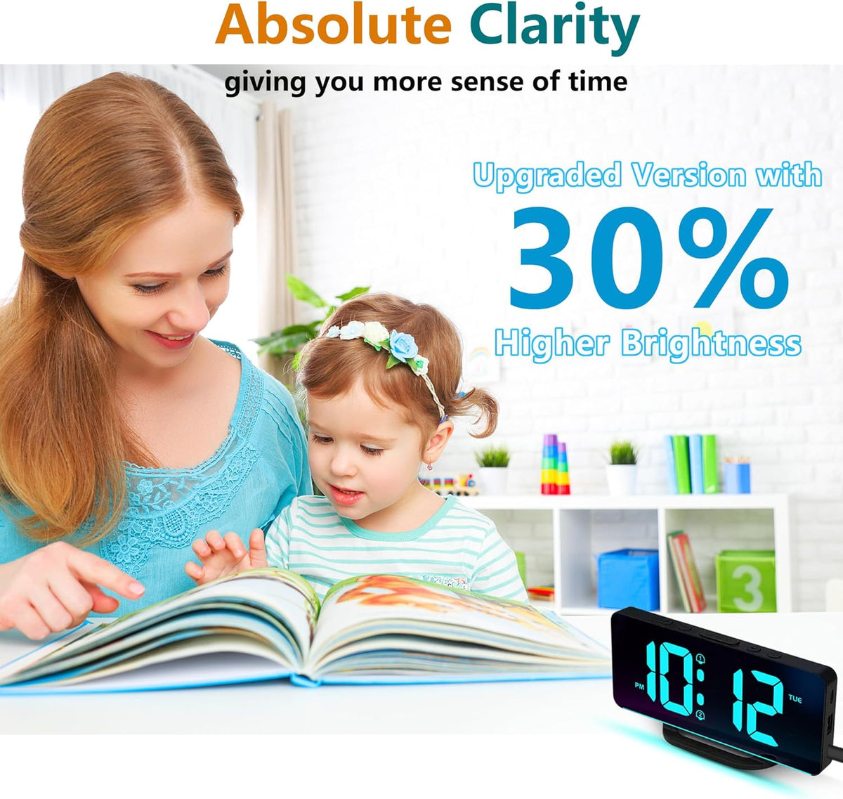 11.5-Inch Digital Calendar Day Clock with 19 Reminders – Claryon