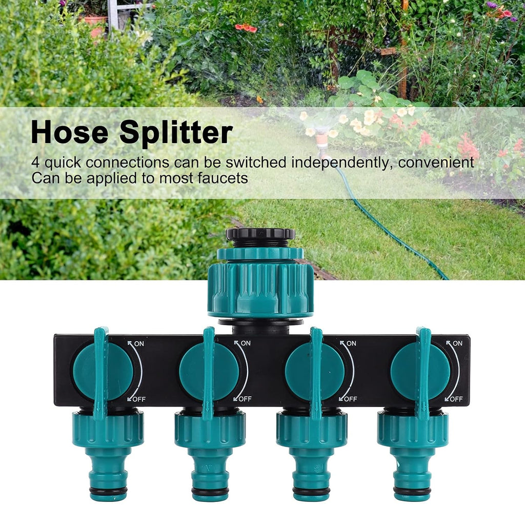 Zevolim| Universal 4-way garden hose splitter – Adjustable faucet splitter