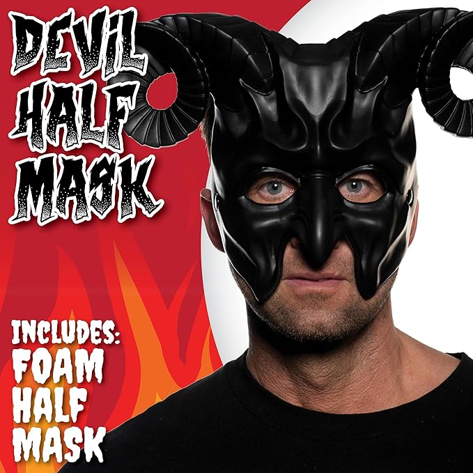 Adult Black Foam Half Devil Masquerade Costume Mask