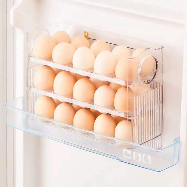 Clear Egg Organizer – Space-Saving Rolling Fridge Storage