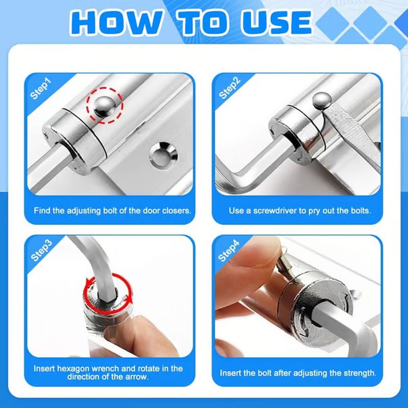 Adjustable automatic door closer