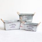 Zevolim| Decorative flower and garden container made of metal with hemp rope handles