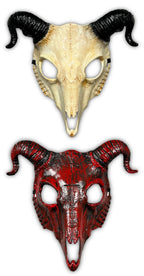 Big Horn Ram Goat Skull Devil Mask Red or Natural
