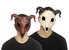 Big Horn Ram Goat Skull Devil Mask Red or Natural