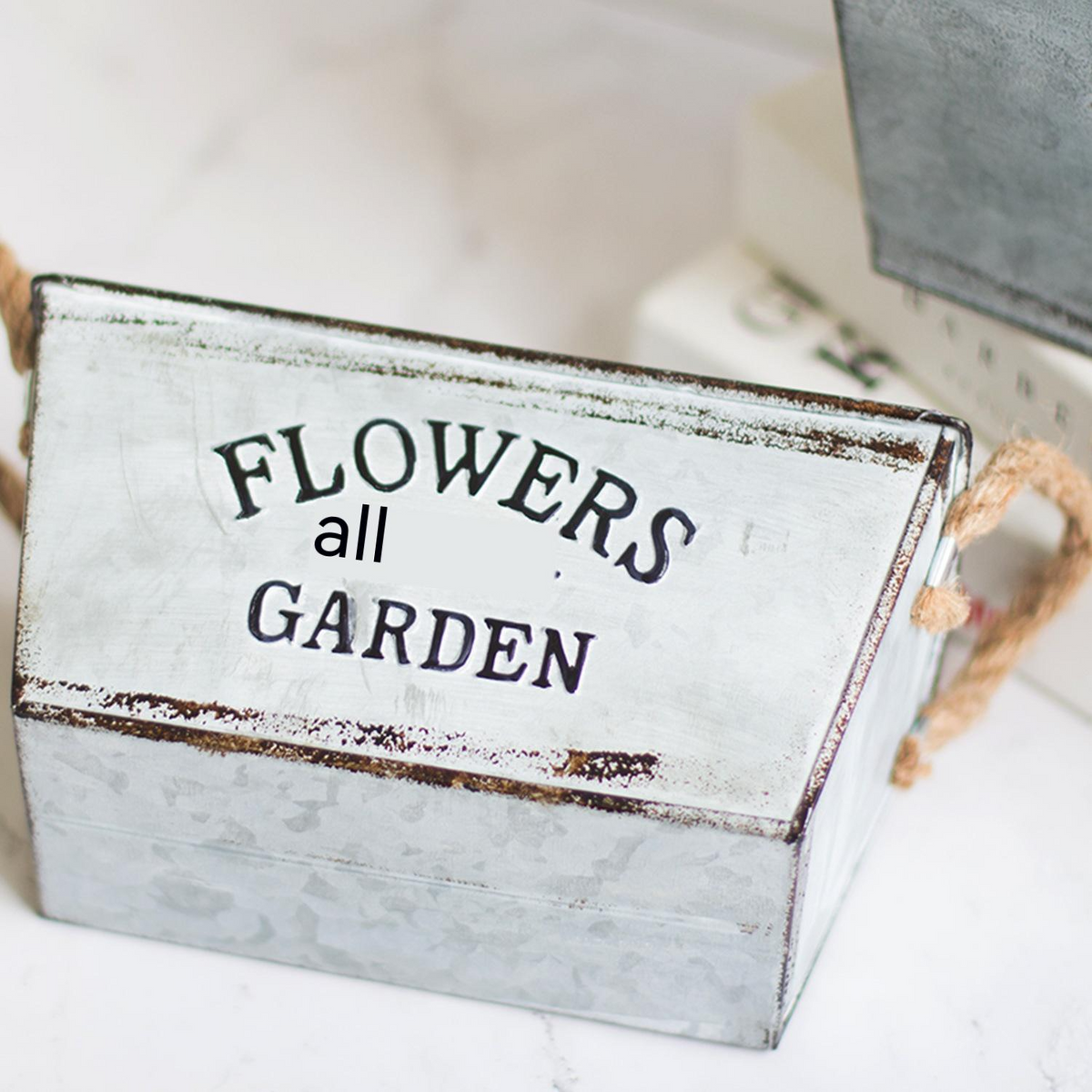 Zevolim| Decorative flower and garden container made of metal with hemp rope handles