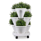 Zevolim| Space-saving stackable plant pots – Vertical planting system with wheels