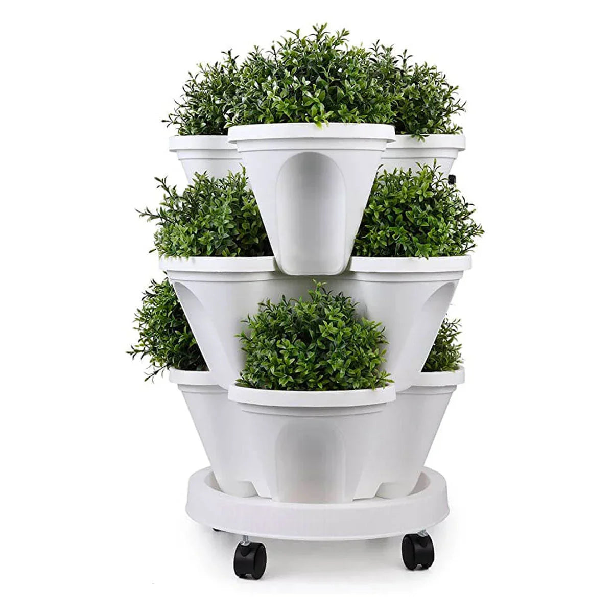 Zevolim| Space-saving stackable plant pots – Vertical planting system with wheels
