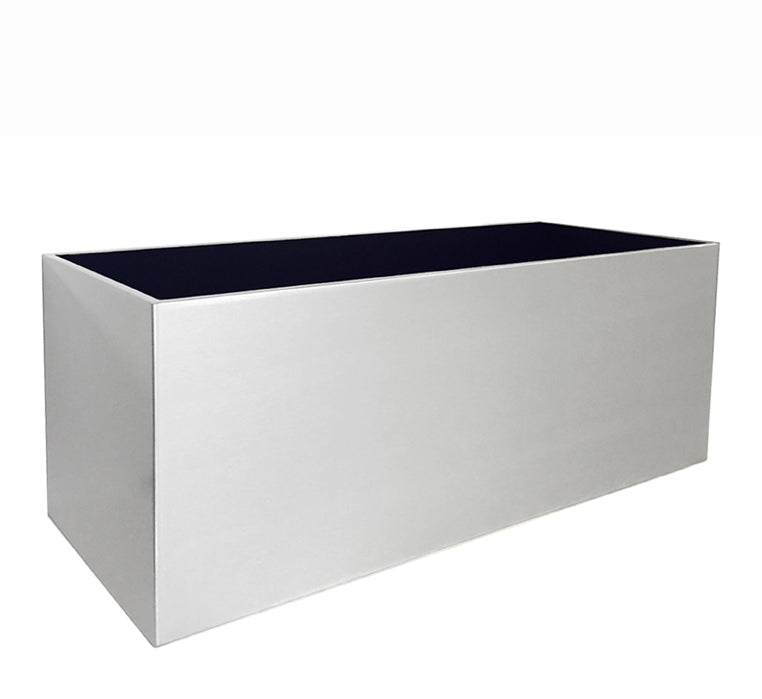 Madeira Aluminum Long Block Planter 30" - Seamless Architectural (Silver) Waterproof Lining - Indoor / Outdoor (30" L x 12" W x 12" Tall)