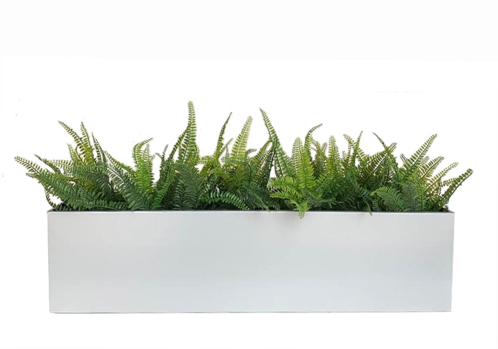 Madeira Aluminum Wall / Fence Block Trough Planter - Modern Seamless Metal (Silver), Waterproof Lining (30" L x 9" W x 9" Tall)