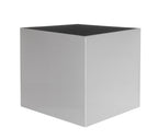 Madeira Cube Planter - Modern Architectural Seamless Aluminum Metal (Silver) Fiberglass Lining, No Drainage - Indoor / Outdoor (16" / 20" Square)