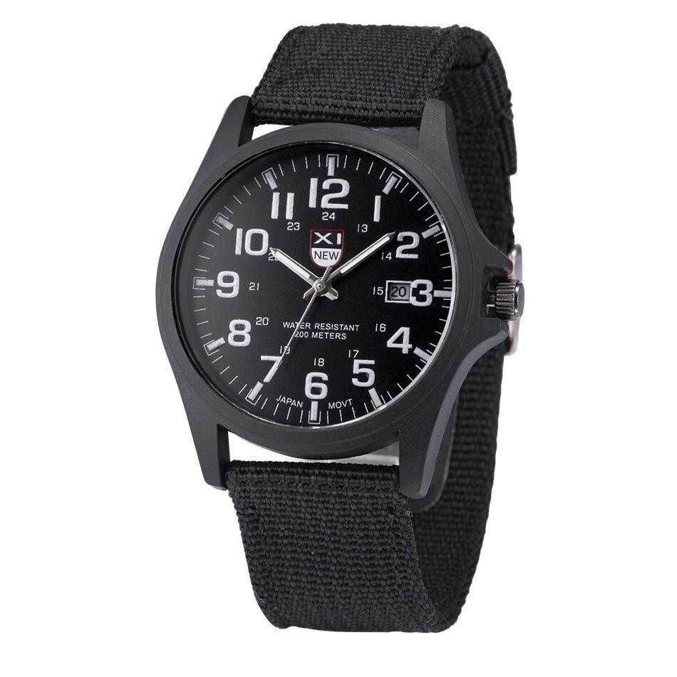 Men's Tactical Watch with 50 m Water Resistance, Stopwatch, and Night Light
