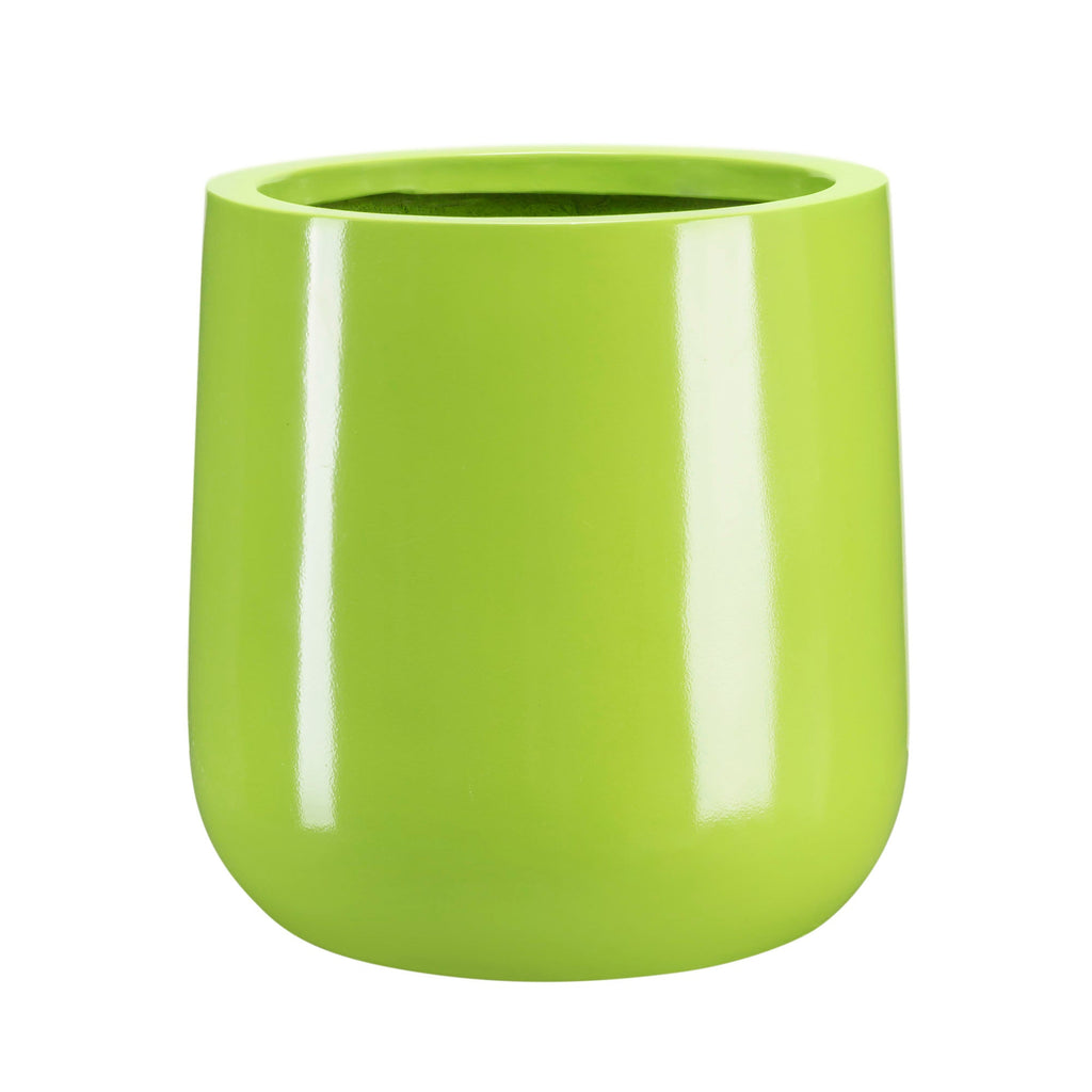 Ainslie Planter w/ Iron Stand - Modern High Gloss, U-Shape MCM Raised Fiberglass Plant Pot Indoor / Outdoor (18" - 23.5" Tall)