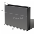 Aster Tall Span Planter - Heavy Duty Fiberglass w/ Steel - Plant Shelf - Indoor / Outdoor Divider  (38" L x 11" W x 29" H)