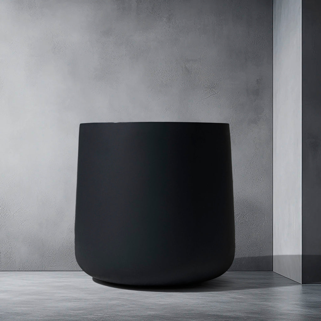 Ainslie Organic Modern Cylinder Planter - Tapered Matte Fiberglass - Outdoor / Indoor (9.5" / 13" / 16.5" Tall)