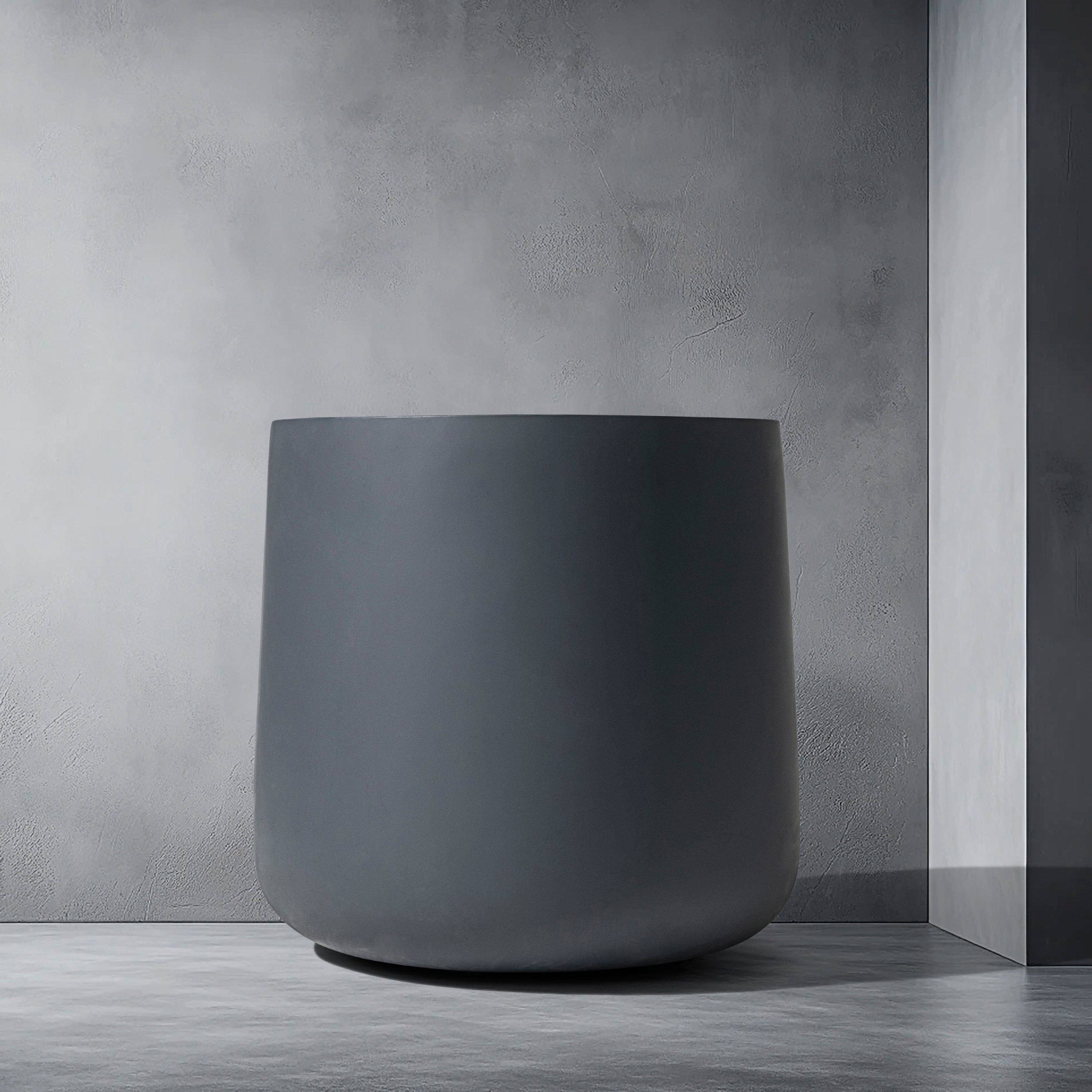 Ainslie Organic Modern Cylinder Planter - Tapered Matte Fiberglass - Outdoor / Indoor (9.5" / 13" / 16.5" Tall)