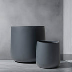 Ainslie Organic Modern Cylinder Planter - Tapered Matte Fiberglass - Outdoor / Indoor (9.5" / 13" / 16.5" Tall)