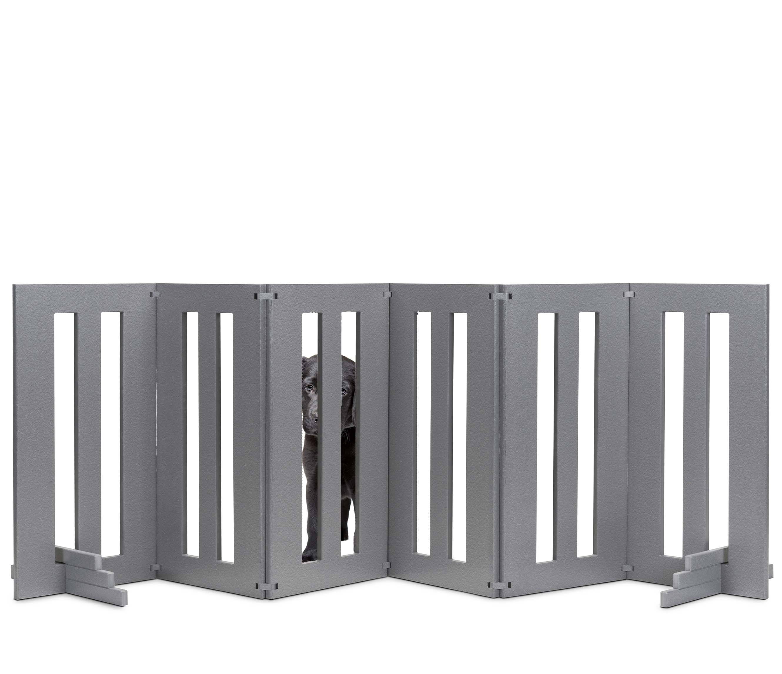 Backyard Dog Freestanding 24" Tall Outdoor Dog Gate - Weatherproof, Adjustable, Foldable Pet Barrier (28" - 80" Extra Wide)