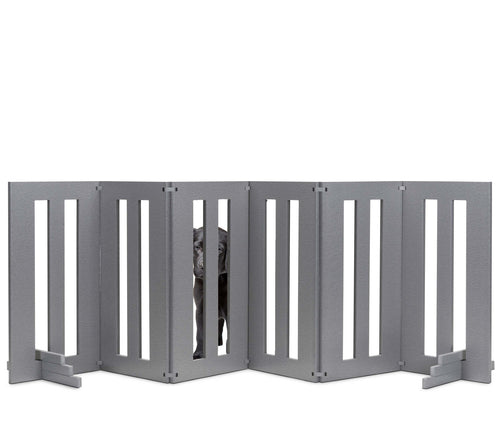 Backyard Dog Freestanding 24" Tall Outdoor Dog Gate - Weatherproof, Adjustable, Foldable Pet Barrier (28" - 80" Extra Wide)