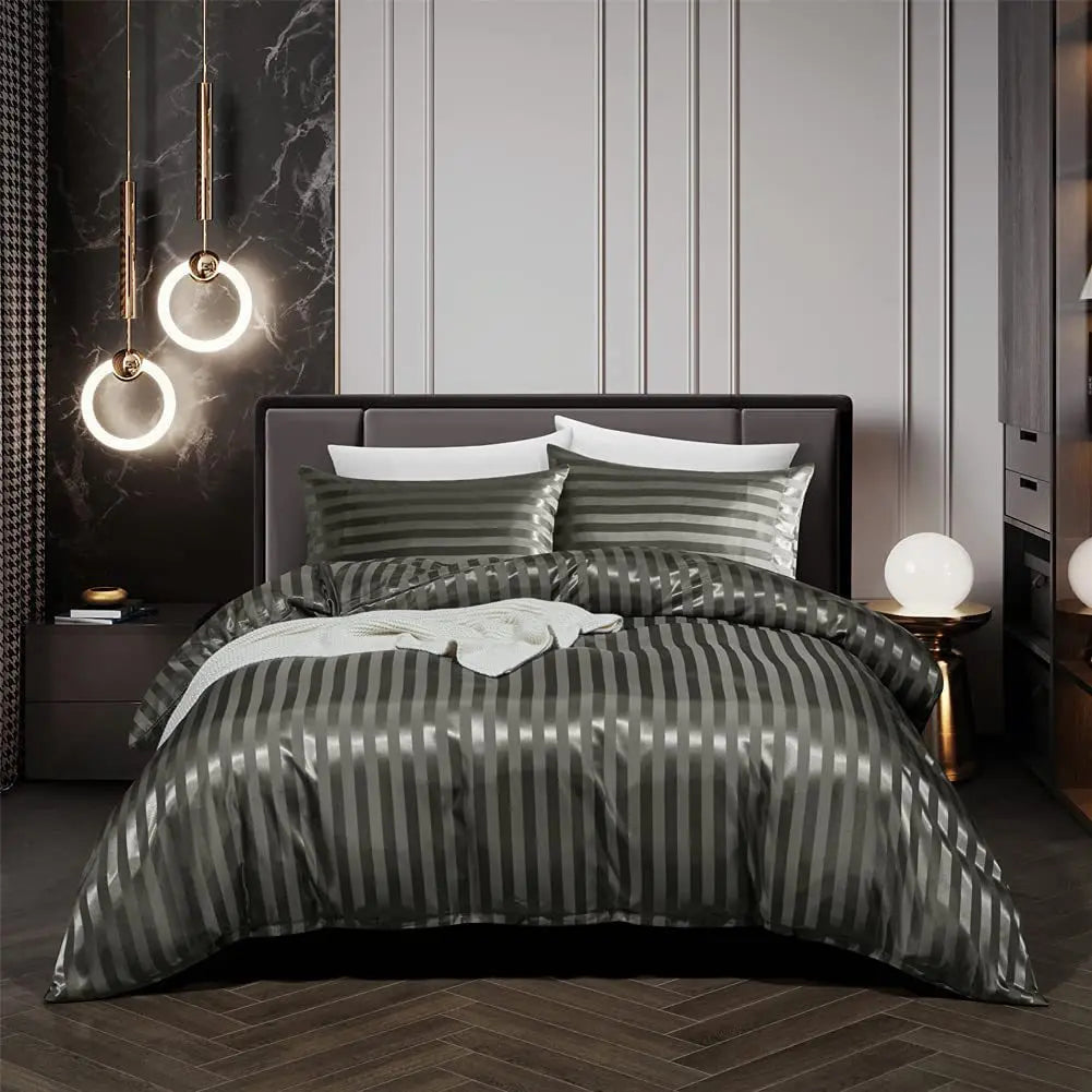 Zevolim| VelvetDream - Black Satin Bed Set