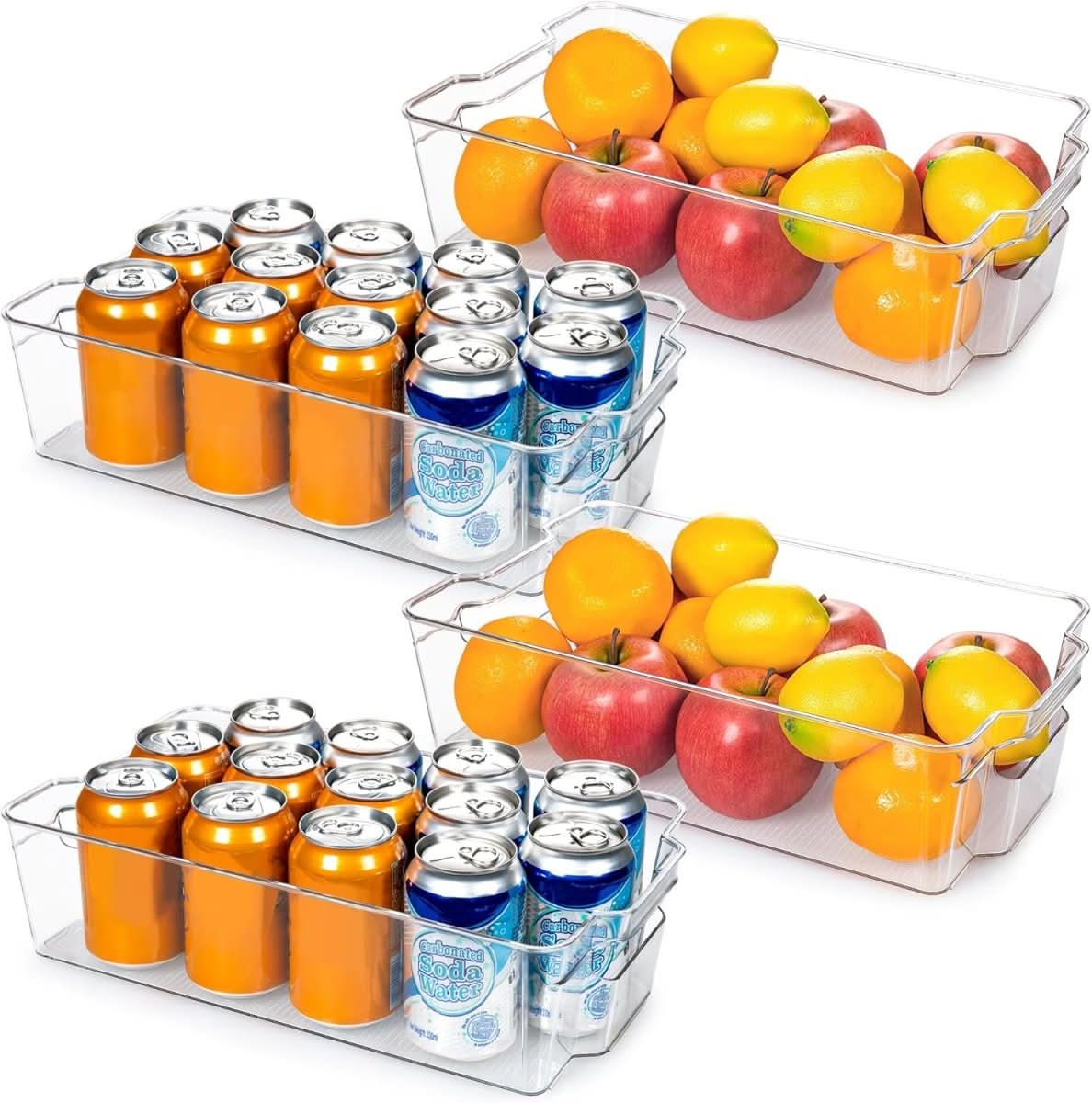 Transparent storage boxes for fridge & kitchen in a set of 4