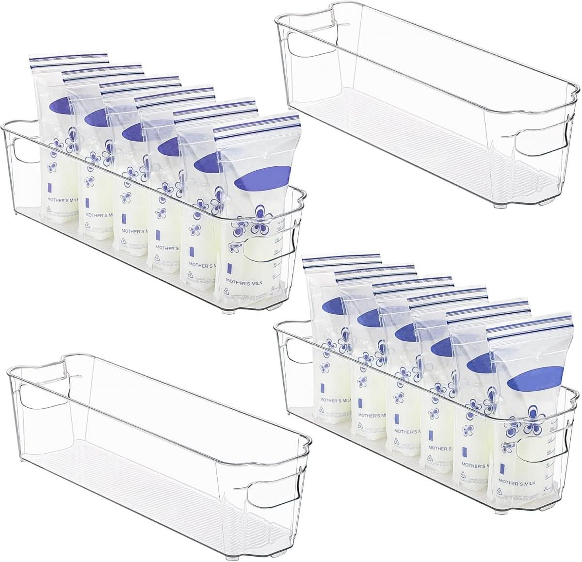 Transparent storage boxes for fridge & kitchen in a set of 4