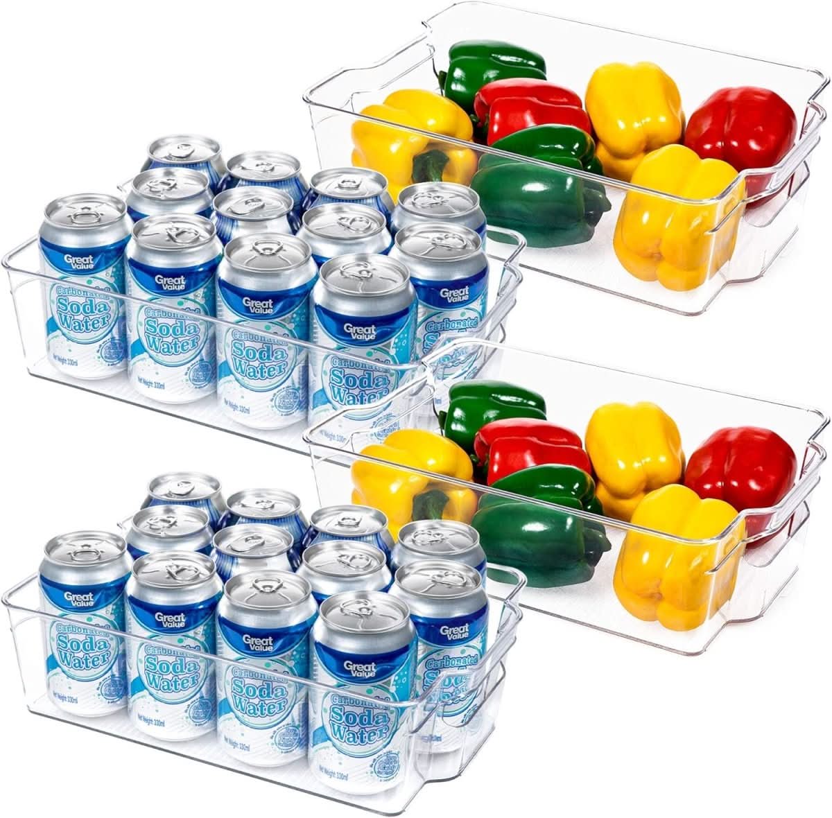 Transparent storage boxes for fridge & kitchen in a set of 4