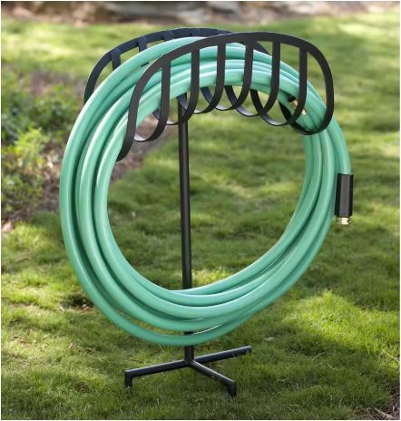 ornate wrought iron outdoor garden hose stand with rustproof powder-coated finish